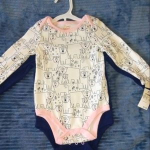 Cat and Jack Set of 2 baby girls long sleeved onesies Size 6-9 Months